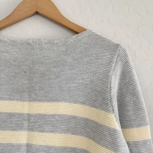 J Jill Bateau Neck Cotton Blend Gray Striped Sweater Size M - Picture 4 of 9